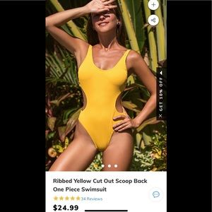 Ribbed Cut Out Scoop Back One Piece